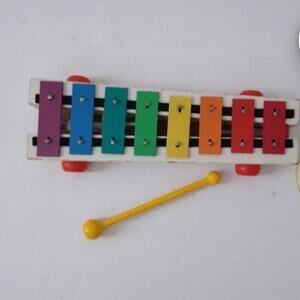 1978 Vintage Fisher Price Xylophone 870 Pull-A-Tune Wooden Toy complete